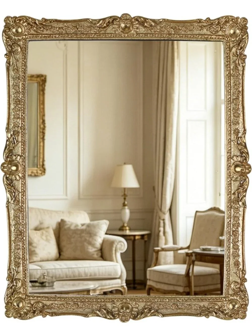 Elegant Gold Decorative Wall Mirror - Freestanding or Wall Mount, 13x16 Inch